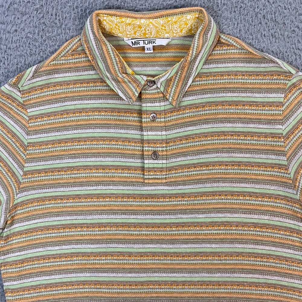 Mr Turk Polo Shirt Mens‎ XL Knit Cotton Striped Summer Resort Vacation Retro